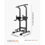 Pull Up Bar, 150kg Power Tower Dip Station, Workout Dip Station with H-Shaped Stable Base & Back Pad, Adjustable 12 Level Height