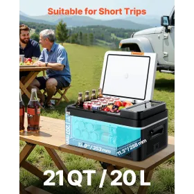 VEVOR Car Refrigerator, DC 12/24V AC100-240V Compressor Electric Cooler, -20°C to 20°C Car Fridge with APP Control, 20L Cars Fre