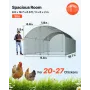 VEVOR Metal Chicken Coop, 9.8x19.3x6.5 ft Large Walk-in Chicken Runs with Cover, Doom Roof Hen House Enclosure with Security Loc
