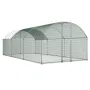 Metal Chicken Coop, 9.8x19.3x6.5 ft Large Walk-in Chicken Runs with Cover, Doom Roof Hen House Enclosure with Security Lock, Out