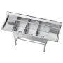 VEVOR 3 Compartment Sink, 18-Gauge 304 Stainless Steel, 356x400x279 mm Bowl Size, 3 Bay Commercial Kitchen Prep & Utility Sink w