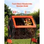 Compost Tumbler, 200L Dual Chamber Outdoor Tumbling Composter with 2 Sliding Doors and Aeration System, Large Easy-Turn Fast Rot