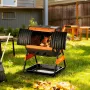 Compost Tumbler, 200L Dual Chamber Outdoor Tumbling Composter with 2 Sliding Doors and Aeration System, Large Easy-Turn Fast Rot