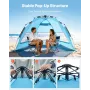 strandtelt solafskærmning til 4 personer, pop up strandtelt UPF
