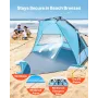 VEVOR Beach Tent Sun Shelter for 4 Person, Pop Up Beach Tent UPF 50+ Protection, Portable Sun Shade Canopy with Carrying Bag and