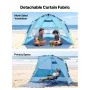 VEVOR Beach Tent Sun Shelter for 4 Person, Pop Up Beach Tent UPF 50+ Protection, Portable Sun Shade Canopy with Carrying Bag and