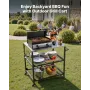 VEVOR Outdoor Grill Cart, 800 x 610mm Stainless Steel Tabletop Size Grilling Table, Outdoor Cooking Table with 4 Wheels & Side H