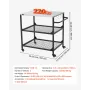 Outdoor Grill Cart, 800 x 610mm Stainless Steel Tabletop Size Grilling Table, Outdoor Cooking Table with 4 Wheels & Side Handle,