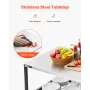 Outdoor Grill Cart, 800 x 610mm Stainless Steel Tabletop Size Grilling Table, Outdoor Cooking Table with 4 Wheels & Side Handle,
