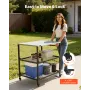 Outdoor Grill Cart, 800 x 610mm Stainless Steel Tabletop Size Grilling Table, Outdoor Cooking Table with 4 Wheels & Side Handle,
