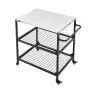 Outdoor Grill Cart, 800 x 610mm Stainless Steel Tabletop Size Grilling Table, Outdoor Cooking Table with 4 Wheels & Side Handle,