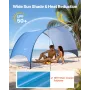 VEVOR Beach Tent Sun Shelter for 4 Person, UPF 50+ Protection, Portable Sun Shade Canopy with Carrying Bag & Ground Stakes, Ligh