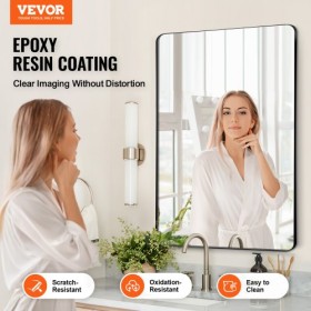 Square Wall Mounted Mirror 22" x 30" Mirror with Aluminium Alloy Frame