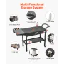 VEVOR Outdoor Grill Cart, 787 x 432mm Tabletop Size Grilling Table, Foldable Outdoor Cooking Table with Tissue Holder, Hooks, Wh