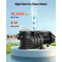 VEVOR Above Ground Pool Pump, 180W, 10,800 L/H Max Flow Single Speed Swimming Pool Pump, AC 220-240V, 2850 RPM, 8 m Max Head Lif