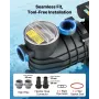 Above Ground Pool Pump, 180W, 10,800 L/H Max Flow Single Speed Swimming Pool Pump, AC 220-240V, 2850 RPM, 8 m Max Head Lift, wit