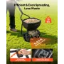 VEVOR Push Lawn Spreader, 3m Spreading Width, Broadcast Spreader with 59kg Load Capacity & 10 in All-Terrain Tires, Walk-Behind 