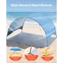 VEVOR Beach Tent Sun Shelter for 3 Person, UPF 50+ Protection, Portable Sun Shade Canopy with Carrying Bag & Ground Stakes, Ligh
