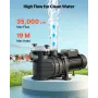 VEVOR Pool Pump, 3000W, 35,000 L/H Max Flow Single Speed Swimming Pool Pump, AC 220-240V, 2860 RPM, 19 m Max Head, with 24-Hour 