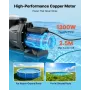VEVOR Pool Pump, 1300W, 28,800 L/H Max Flow Single Speed Swimming Pool Pump, AC 220-240V, 2850 RPM, 17 m Max Head, with 24-Hour 