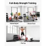 Power Cage Squat Rack, Multifunctional Power Rack Home Gym, Strength Training Workout Equipment with 4 Band Pegs, Adjustable J-H