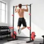 Power Cage Squat Rack, Multifunctional Power Rack Home Gym, Strength Training Workout Equipment with 4 Band Pegs, Adjustable J-H