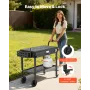 Outdoor Grill Cart, 787 x 432mm Tabletop Size Grilling Table, Foldable Outdoor Cooking Table with Tissue Holder, Wheels, Magneti