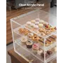 Bakery Display Case, 3-Tier Commercial Countertop Pastry Display Case, Clear Acrylic Bread Box for Kitchen, Party Cake Cabinet w