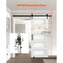 Sliding Barn Door, 813 x 2134mm, High-Strength MDF Panel and Glass, Barn Door with Hardware Kit, Water-Proof PVC Surface, Easy t