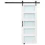Sliding Barn Door, 813 x 2134mm, High-Strength MDF Panel and Glass, Barn Door with Hardware Kit, Water-Proof PVC Surface, Easy t