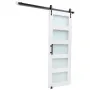 Sliding Barn Door, 813 x 2134mm, High-Strength MDF Panel and Glass, Barn Door with Hardware Kit, Water-Proof PVC Surface, Easy t