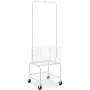 Metal Rolling Laundry Basket with Hanging Garment Rack, Height Adjustment Laundry Hamper Cart with Basket Load and Shelf Load, S