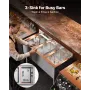 3 Compartment Sink, 18-Gauge 304 Stainless Steel, 254x356x254 mm Bowl Size, 3 Bay Commercial Under Bar Sink with Backsplash and 