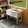 3 Compartment Sink, 18-Gauge 304 Stainless Steel, 254x356x254 mm Bowl Size, 3 Bay Commercial Under Bar Sink with Backsplash and 