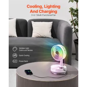 VEVOR 20.3 cm Portable Foldable Rechargeable Oscillating Fan, 3-in-1 Battery Operated with Remote Control, Quiet Desk/Table Pede