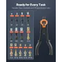 Rivet Nut Tool Kit, 420 mm Rivnut Tool Kit, with 13 Mandrels and 130 Nuts, Metric and SAE Size M3, M4, M5, M6, M8, M10, M12, 1/2