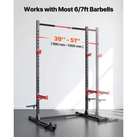 VEVOR Power Cage Rack, Multifunctional Squat Rack for Home Gym, Width-Adjustable Workout Strength Training Equipment with 6 Band