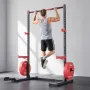 Power Cage Rack, Multifunctional Squat Rack for Home Gym, Width-Adjustable Workout Strength Training Equipment with 6 Band Pegs,