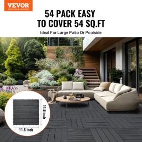 Interlocking Deck Fliser 54 Pack 12 "X12" Plastik til Porch Dark Gray