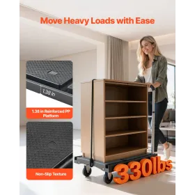 Foldable Push Cart Dolly, 149.69 kg Capacity, Folding Platform Truck with Swivel Wheels, Moving Platform Hand Truck Flatbed Cart