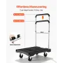 Foldable Push Cart Dolly, 149.69 kg Capacity, Folding Platform Truck with Swivel Wheels, Moving Platform Hand Truck Flatbed Cart
