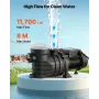 VEVOR Above Ground Pool Pump, 250W, 11,700 L/H Max Flow Single Speed Swimming Pool Pump, AC 220-240V, 2850 RPM, 8 m Max Head Lif