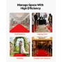 Stanchion Post, 8 Pcs Crowd Control Barrier Set with Red Carpet, 6 Red Velvet Ropes, Stainless Steel Gold Stanchion Post Queue w