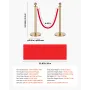 VEVOR Stanchion Post, 8 Pcs Crowd Control Barrier Set with Red Carpet, 6 Red Velvet Ropes, Stainless Steel Gold Stanchion Post Q