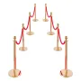 Stanchion Post, 8 Pcs Crowd Control Barrier Set with Red Carpet, 6 Red Velvet Ropes, Stainless Steel Gold Stanchion Post Queue w