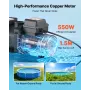 poolpumpe, 550W, 14.000 L/H Max Flow Enkelthastigheds