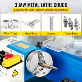 Lathe Chuck 8" 3 Jaw Self-Centering Metal Turning CNC w/ Reversible Jaw