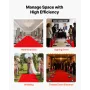 Stanchion Post, 6 Pcs Crowd Control Barrier Set with Red Carpet, 4 Red Velvet Ropes, Stainless Steel Gold Stanchion Post Queue w
