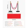 VEVOR Stanchion Post, 6 Pcs Crowd Control Barrier Set with Red Carpet, 4 Red Velvet Ropes, Stainless Steel Gold Stanchion Post Q
