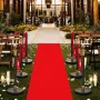 Stanchion Post, 6 Pcs Crowd Control Barrier Set with Red Carpet, 4 Red Velvet Ropes, Stainless Steel Gold Stanchion Post Queue w